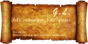 Günsberger Líviusz névjegykártya