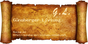 Günsberger Líviusz névjegykártya